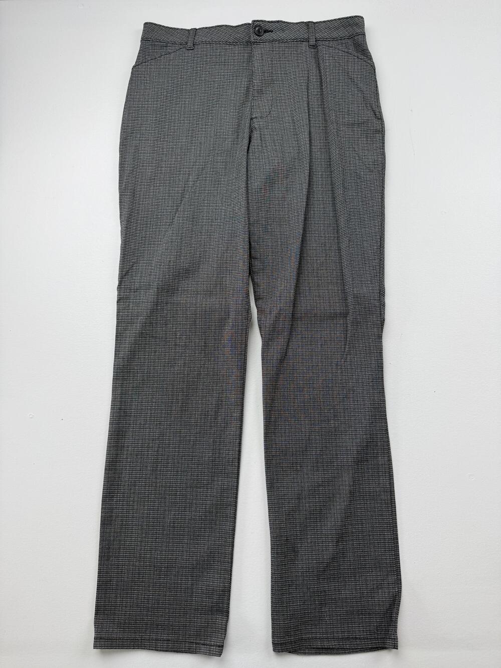 Lee Pants Womens 14 Long Gray Check Twill Relaxed Straight Leg Dress Work Office